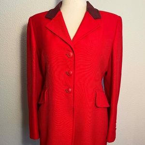 Hermes Vintage 1980s Red Wool Blazer Size US10 (FR42)